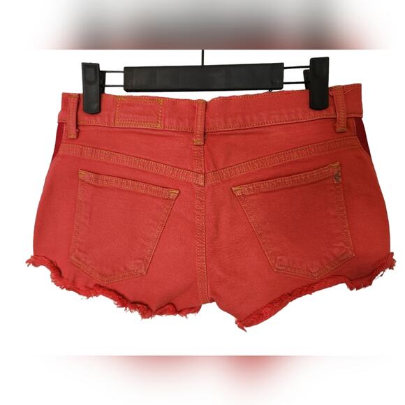 SIWY Red denim shortie short shorts cut offs 24 - Picture 3 of 7